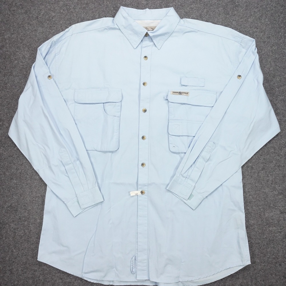 Hook & Tackle Fishing Shirt Men's XL Vented Back Mesh Light Blue